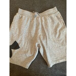 Under Armour Sweat Shorts Mens Heather Gray Black Cotton Drawstring Large